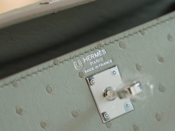 8fc90a990cd3085 Hermes Shop Kelly 25CM KK Ostrich 8U Blue Glacier Silver Hardware