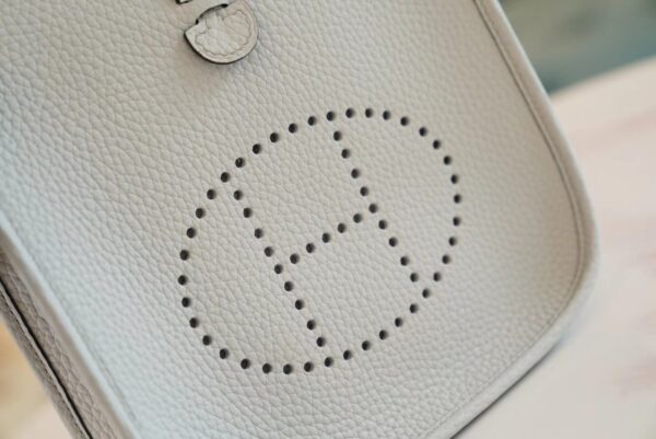9068f915a647bb9 Sale Hermes 08 Blue Brume Clemence Leather Mini Evelyne 16CM Silver Hardware