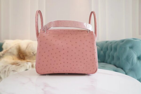 90c44346e27d443 Full Handmade Hermes 94 Terre Cuite KK Ostrich Leather Lindy 26CM Silver Hardware
