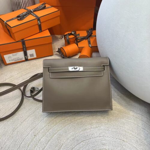 Hong Kong Hermes Kelly Danse 22CM Swift Leather 18 Etoupe Silver Hardware