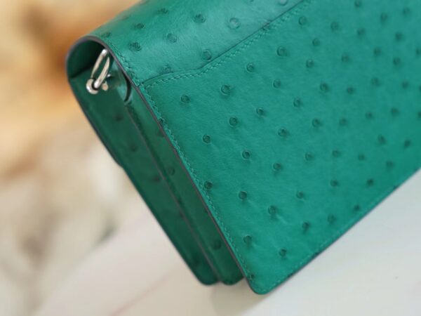 91451bbebc0f98f Sale God Factory Bags Hermes Roulis Mini18cm U4 Vert Vertigo KK Ostrich Leather Silver Hardware