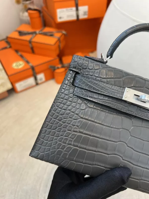 91f2aa524d47068-jpg Hermes Boutique Mini Kelly 19CM Matte Alligator 88 Gris Graphite Silver Hardware