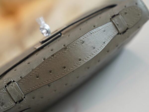 920227e13dc7ac3 Hermes Shop Kelly Pochette 22cm Ostrich M8 Gris Asphalt Silver Hardware