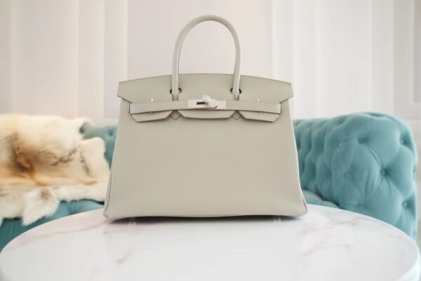 9264f83a915eb4a-1 God Factory Bags Hermes Birkin Bag30CM C80 Gris Pearl Togo Leather Silver Hardware