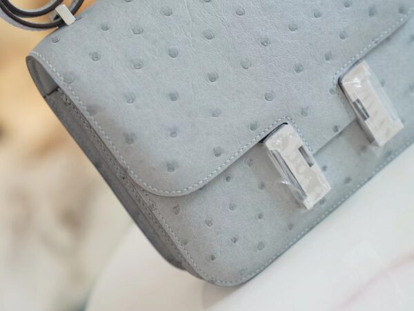 92ec5acd071f58a God Factory Bags Hermes Constance19CM Shoulder Bag 8U Blue Glacier Ostrich Skin Silver Hardware
