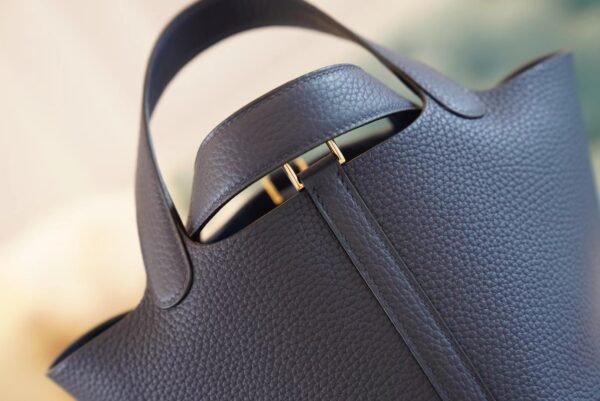 932db37523cf0e8 Full Handmade Hermes Picotin Bag18CM Blue Nuit Clemence Leather Gold Hardware