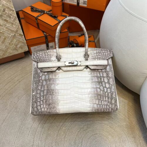 Canada Ottawa Hermes Himalaya Crocodile Leather Birkin 30CM Silver Hardware