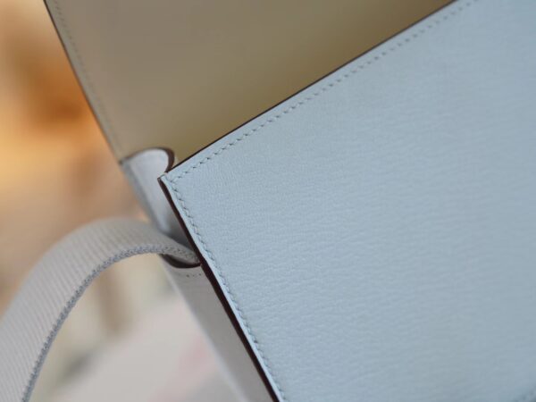 9383350386d5310 Hong Kong Hermes Geta 20CM Chevre Mysore T0 Blue Brume/ 10 Craie Inner Silver Hardware