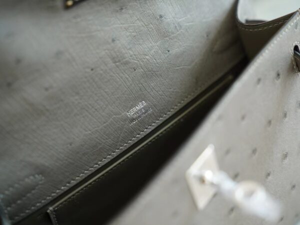 93c19783d944d7d Hermes Shop Kelly Pochette 22cm Ostrich M8 Gris Asphalt Silver Hardware