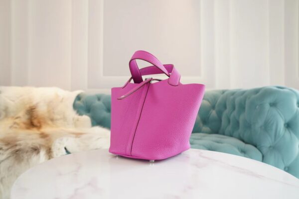 943425dcb2d16b8 New Arrival Hermes Picotin18CM Tote Bag 9I Magnolia Clemence Leather Silver Hardware