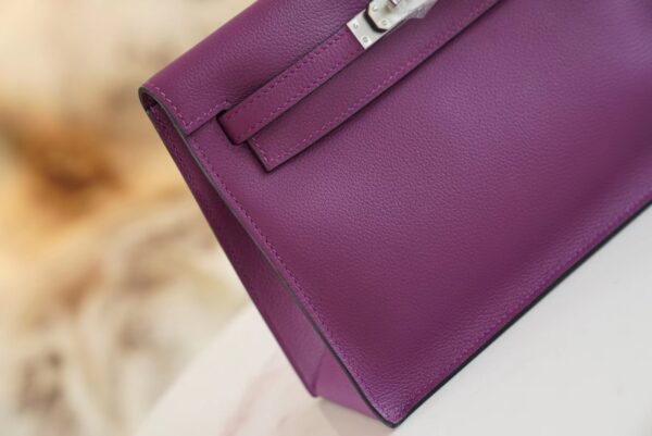 94410f7d9c38771 Full Handmade Hermes Kelly Danse22CM P9 Anemone Evercolor Leather Silver Hardware