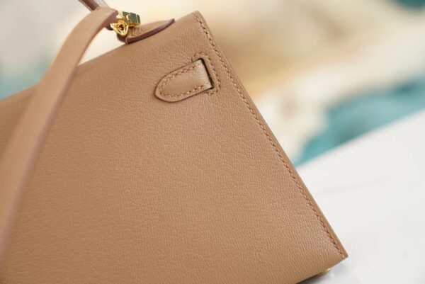 94839f78078f661 Full Handmade Hermes Mini Kelly19CM 2J Quebracho Chevre Leather Gold Hardware