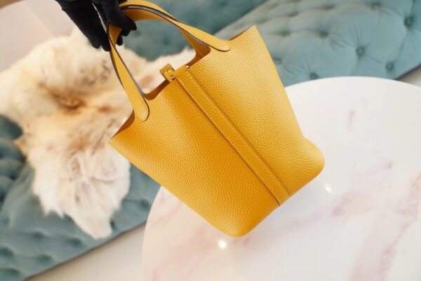 95362fcf91dfc54 God Factory Bags Factory Hermes Picotin Bag18CM 9D Amber Clemence Leather Silver Hardware