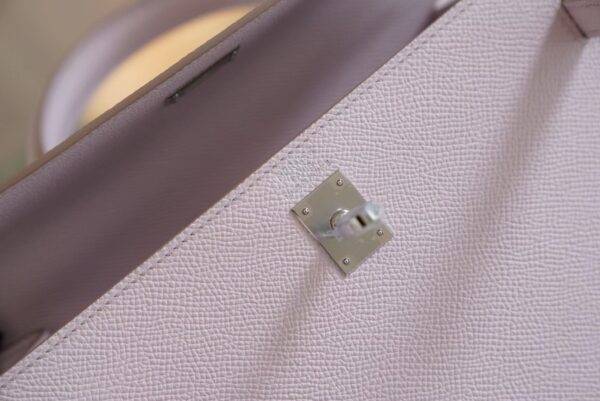 958ea7fc1c20163 New Arrival Hermes Kelly 25CM 09 Mauve Pale Epsom Leather Silver Hardware