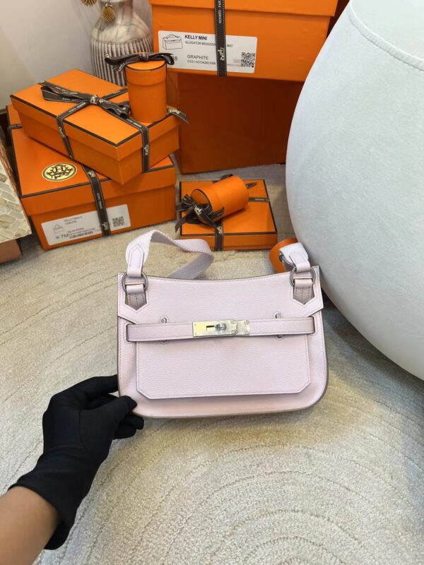95f8bd8d9d27ea2-1 Handmade Hermes Jypsiere Mini 23CM 09 Mauve Pale Evercolor Silver Hardware