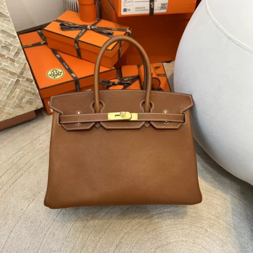 Thailand Bangkok Hermes Birkin 30CM Fauve Barenia Faubourg Gold Hardware