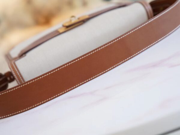 96f2bdb14133f2e New Arrival God Factory Bags Hermes Depeches25CM Beige Canvas & Barenia Leather Gold Hardware