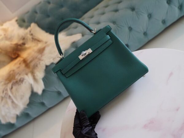 971ccdb1c2ec13d God Factory Bags Hermes Z6 Malachite Kelly 28CM Evercolor Leather Silver Hardware