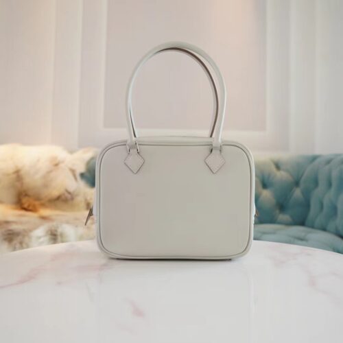 New Arrival Hermes Mini Plume Swift 80 Gris Pearl Tote Bag Silver Hardware