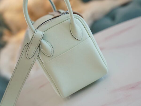 97fafc854b9eb1e Full Handmade Hermes Mini Lindy 19CM 0S Vert Fizz Swift Silver Hardware