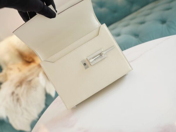 9821282bc6abcbf Stock Hermes Verrou Mini C10 Craie Chevre Leather Crossbody Bag Silver Hardware