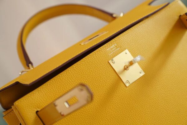 98f4d55e0e493c7 New God Factory Bags Hermes 9D Amber Evercolor Kelly Bag 28CM Gold Hardware