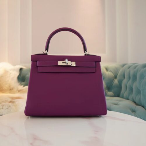 God Factory Bags Factory Hermes P9 Anemone Swift Leather Kelly 28CM Silver Hardware