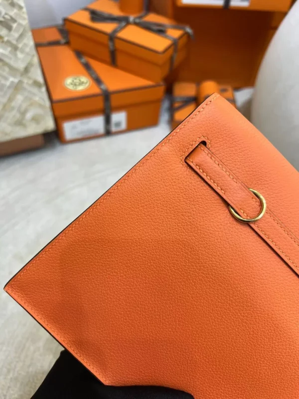 9a256e955cc5e35-jpg UK London Hermes 9J Feu Orange Kelly Danse 22CM Evercolor Leather Gold Hardware