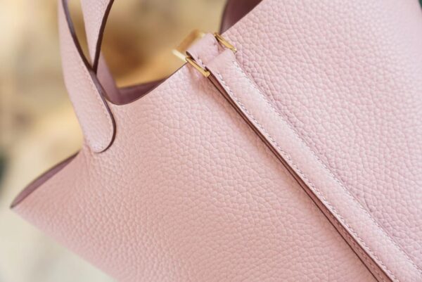 9a4522c0dd91abb God Factory Bags Hermes Rose Sakura Clemence Leather Picotin18CM Women’s Bag Gold Hardware