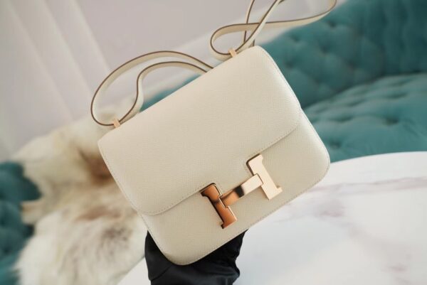 9ad927e105990a9 Hermes Handmade Boutique CK10 Craie Constance 19CM Epsom Leather Rose Gold Hardware