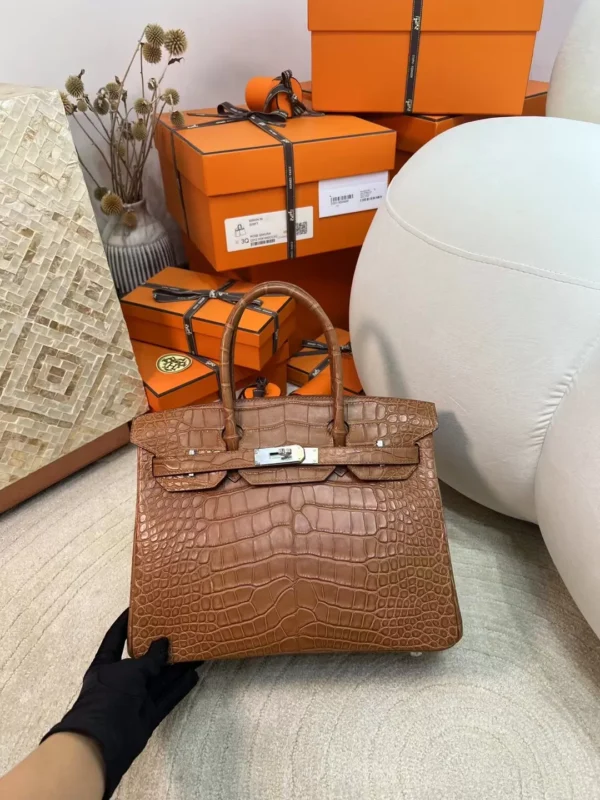 9b94983a89ff3ef-jpg-1 Hong Kong Hermes CK37 Gold Matte Alligator Crocodile Birkin Bag 30CM Silver Hardware