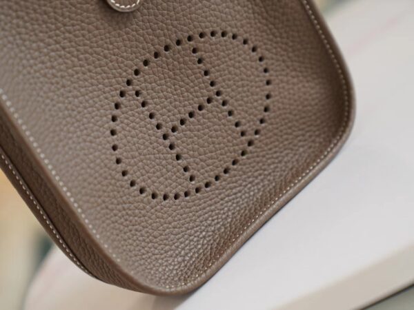 9bb0b1cc008a051 Full Handmade Hermes Evelyne Mini CK18 Etoupe Clemence Leather Gold Hardware