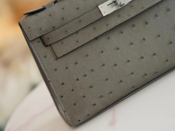 9c4feca31d4730c Hermes Shop Kelly Pochette 22cm Ostrich M8 Gris Asphalt Silver Hardware