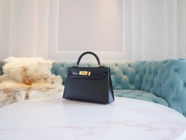 9cfbe7021beea34 New Arrival Hermes Mini Kelly Two Touch 89 Nior Epsom&Crocodile Leather Gold Hardware