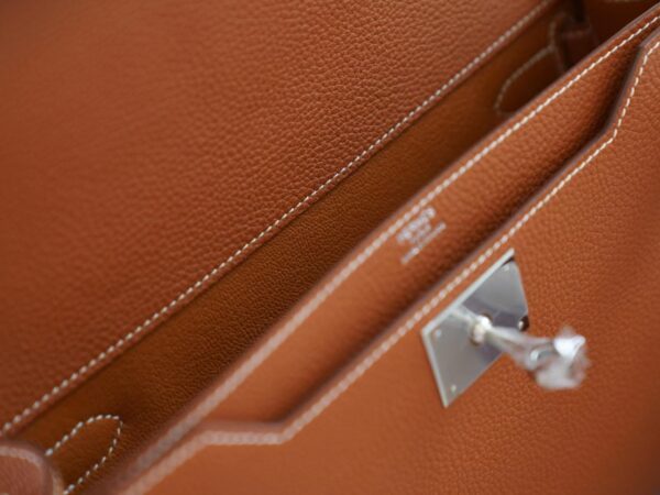9d15c51e240813b Full Handmade Hermes Kelly Depeches 25CM CK37 Gold Togo Silver Hardware
