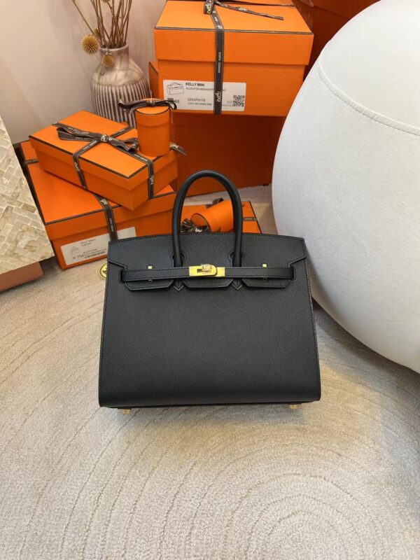 9d531764f5235b1 Handmade Hermes Birkin Sellier 25CM Epsom 89 Noir Gold Hardware