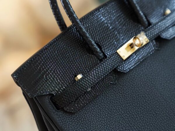 9d7d5d4568fc8e2 Handmade Hemes Birkin Touch 25CM Togo/ Lizard 89 Noir Gold Hardware