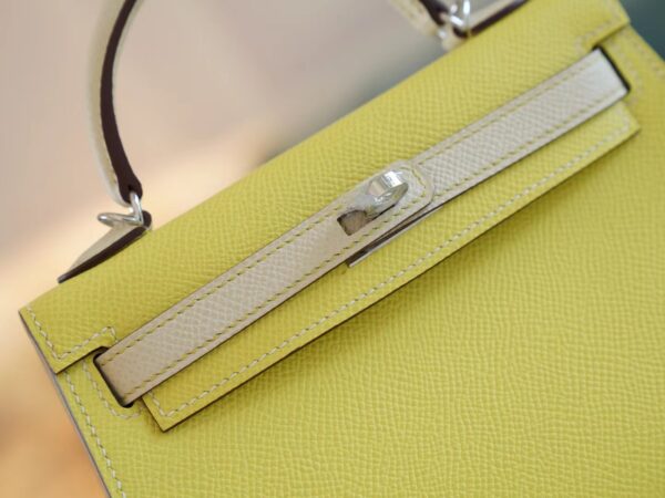 9db00c7907fbfe9 God Factory Bags Factory Hermes 9R Lemon Yellow & Craie Epsom Leather Mini Kelly19CM