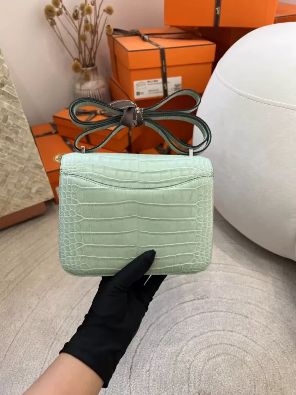 9db80b5eb2b954f-jpg Hermes Matte Alligator Crocodile Constance 19CM 6U Vert D’eau Silver Hardware