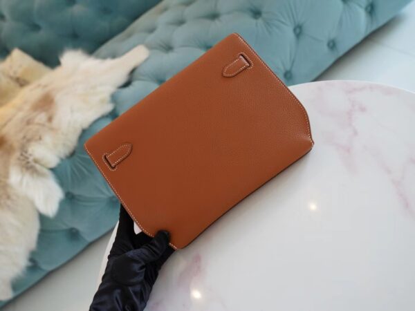 9e46d9086767c04 Full Handmade Hermes Kelly Depeches 25CM CK37 Gold Togo Silver Hardware