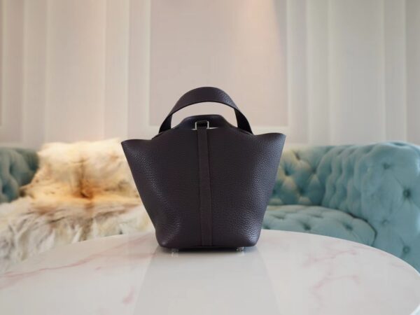 9ea4c8710375a90 Hermes Factory Picotin 18CM Clemence 59 Raisin Silver Hardware