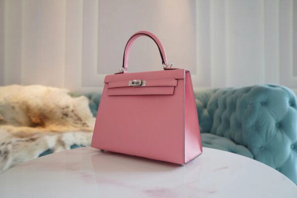 9ebfae32f071113 God Factory Bags Factory Hermes Kelly 25CM 1Q Rose Confetti Epsom Leather Silver Hardware