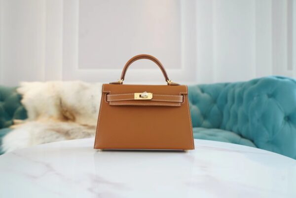 9f34dcde0e1fcd8-1-1 Full Handmade Hermes Mini Kelly19CM CK37 Gold Epsom Leather Gold Hardware