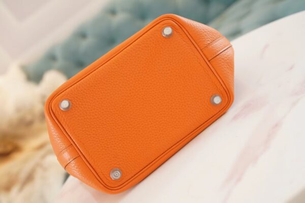 9fc2d067b370cd1 Full Handmade Hermes 93 Orange Clemence Leather Picotin18CM Silver Hardware