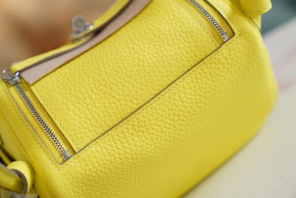 9ff63999dfca792 Full Handmade Hermes 9R Lime Mini Lindy 19CM Clemence Leather Silver Hardware