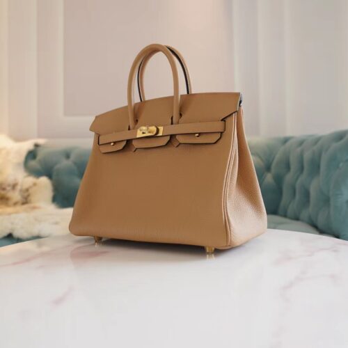 Fashion Lcmode Hermes 4B Biscuit Togo Leather Birkin25CM Women’s Bag Gold Hardware
