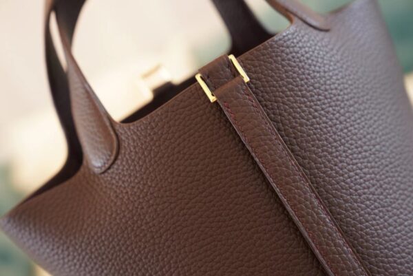 a07fe60b5fd78b6 God Factory Bags Factory Hermes 0G Rouge Sellier Clemence Leather Picotin18CM Gold Hardware