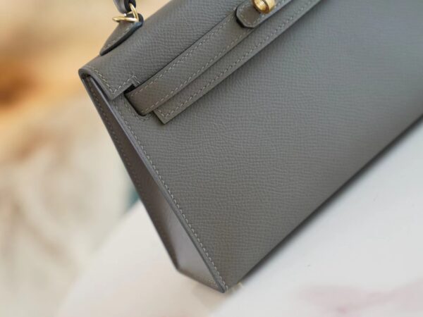 a17b0b7e9ba5482 New Arrival Hermes Mini Kelly Clutch19CM 0L Gris Meyer Epsom Leather Gold Hardware