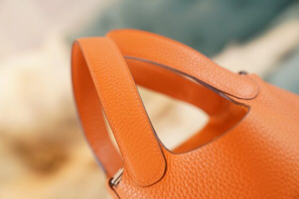 a18bbf17df94b9b Full Handmade Hermes 93 Orange Clemence Leather Picotin18CM Silver Hardware