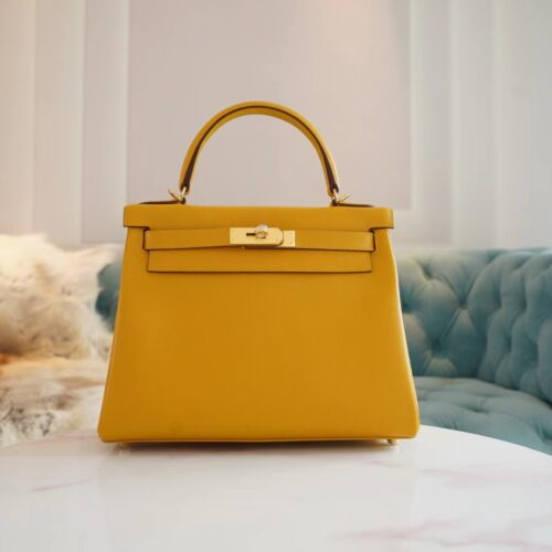 New God Factory Bags Hermes 9D Amber Evercolor Kelly Bag 28CM Gold Hardware